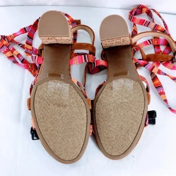 Guess Womens Strappy Cage Sandal Cariel Southwestern Lace Up Suede Size 9.5 - Picture 11 of 13
